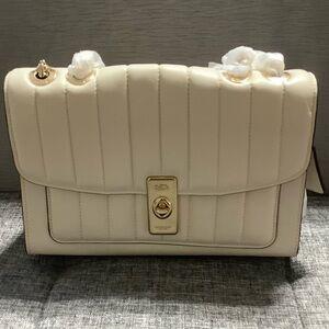 Coach Cream Quilted Shoulder Bag with Gold Accents